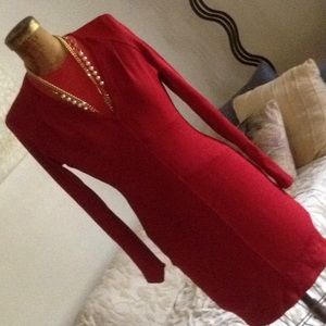 Red knit dress